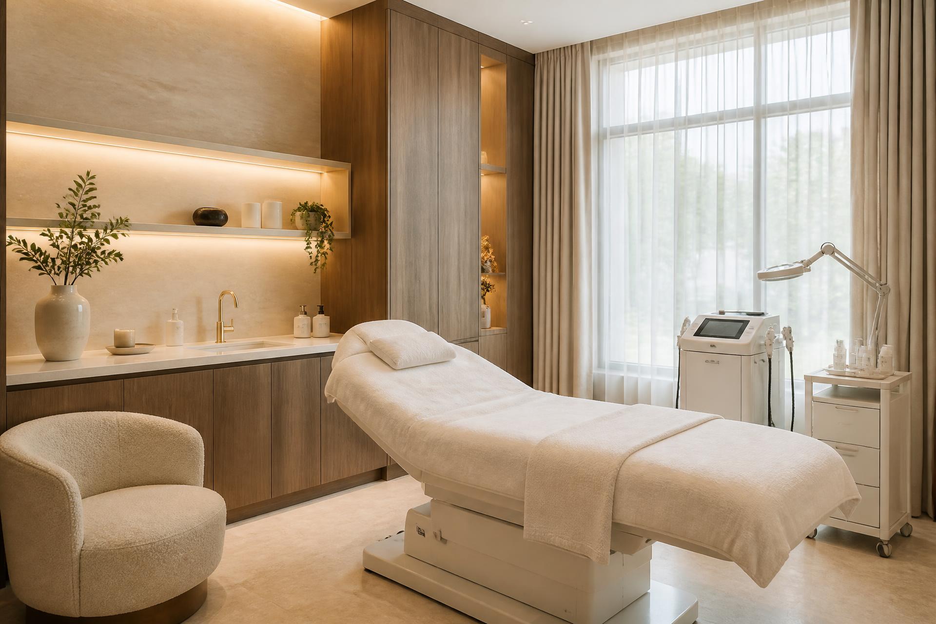 Refined MedAndSpa treatment room with medical aesthetics equipment