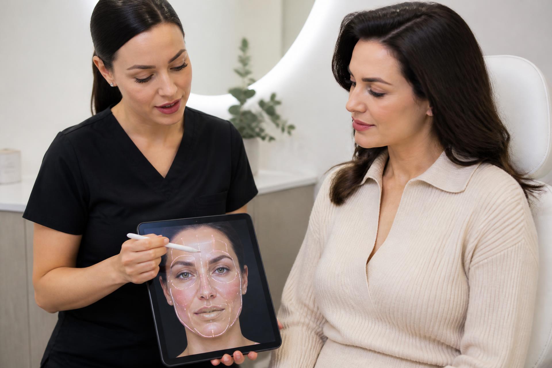 Facial balancing consultation with a medical aesthetics provider